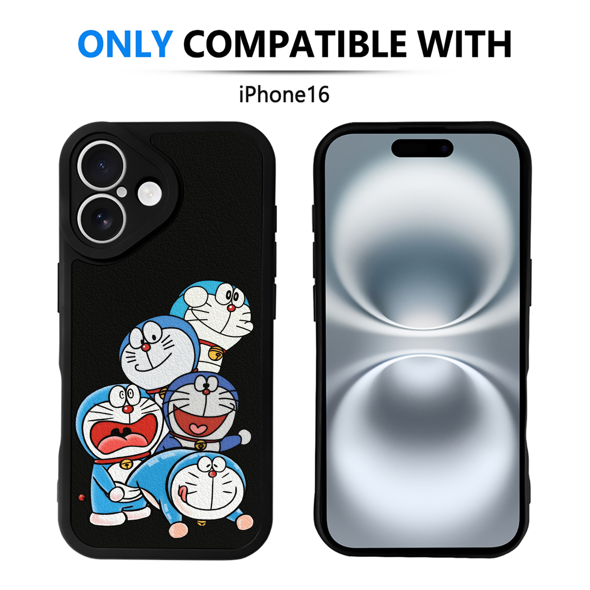 （画像用） ドラえもん Doraemon 【iPhone 16シリーズ対応】シリコンスマホケース（レザー調） 材質：シリコン